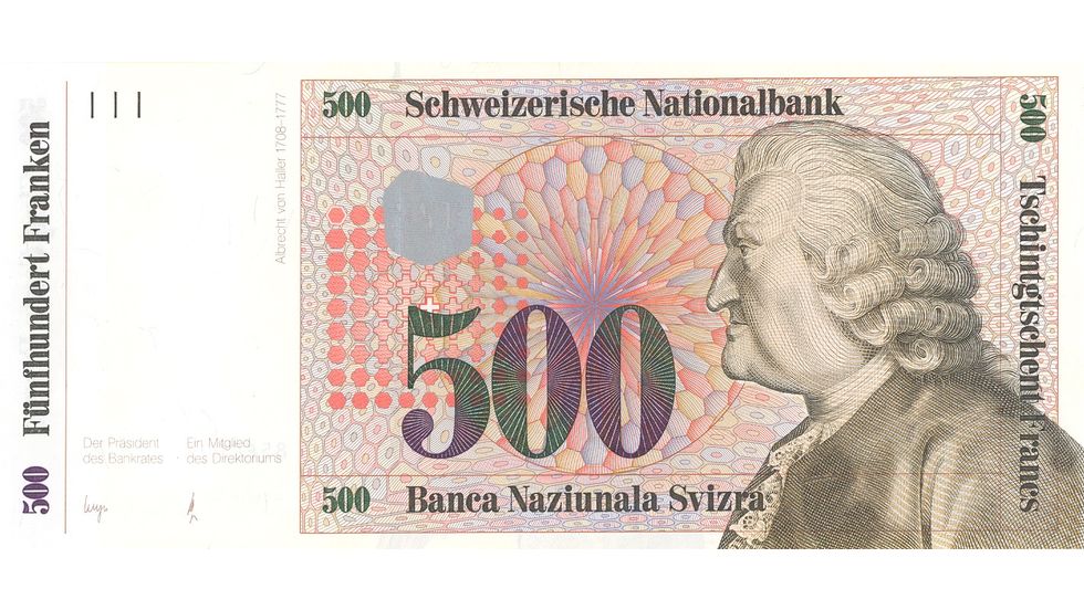 Seventh banknote series, 1984, 500 franc note, front