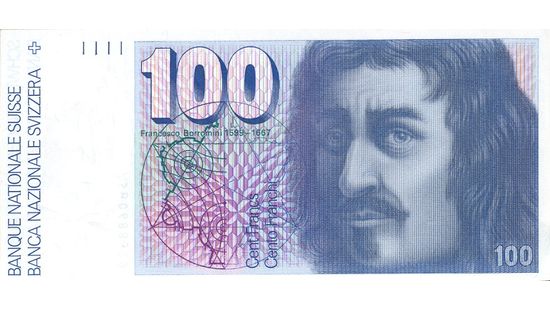 6. Banknotenserie 1976, 100-Franken-Note, Vorderseite