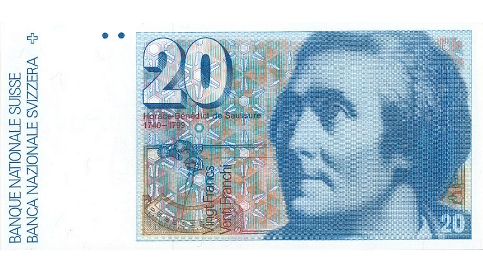 6. Banknotenserie 1976, 20-Franken-Note, Vorderseite
