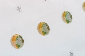 Testdruck des Globus auf dem unbedruckten Substrat