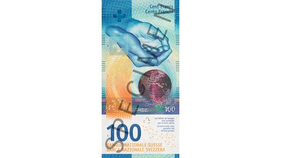 100-franc note, specimen (front)