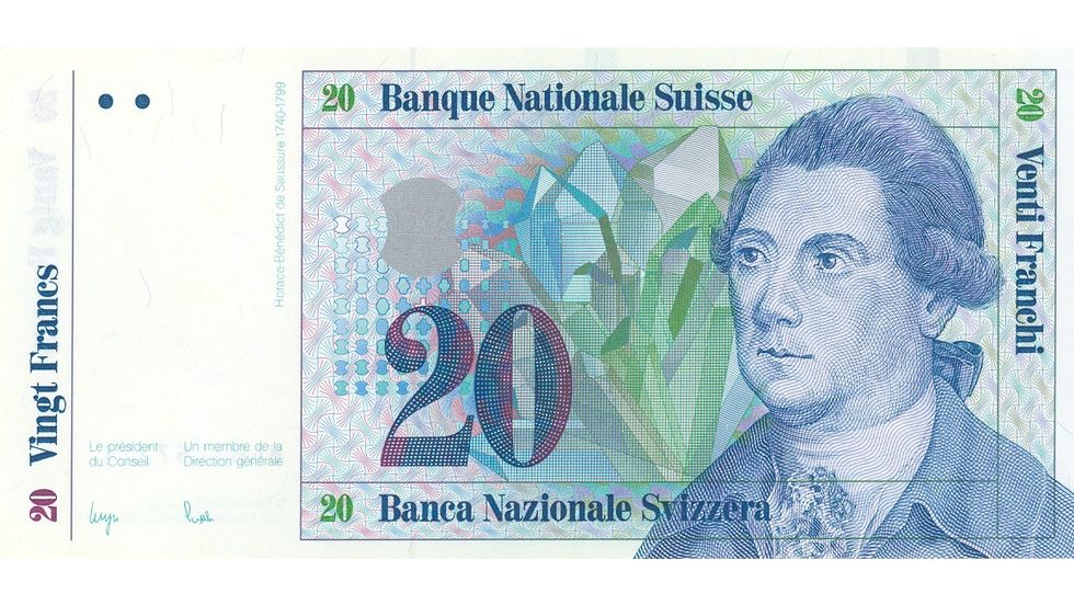 7. Banknotenserie 1984, 20-Franken-Note, Vorderseite