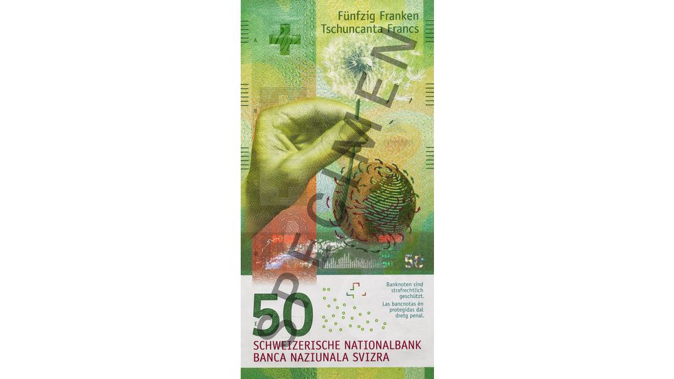 50-franc note Specimen (front view)