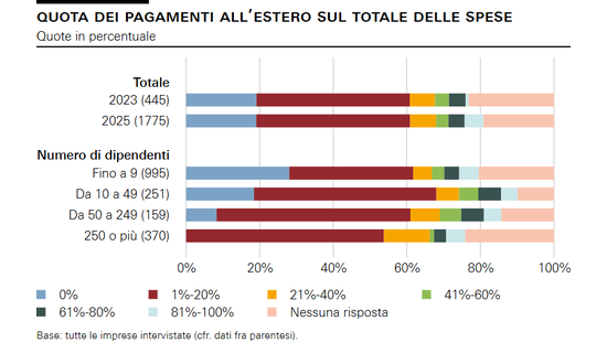 Quota dei pagamenti all’estero sul totale delle spese