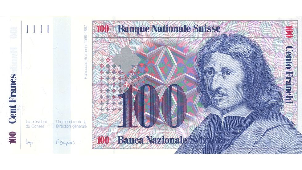 7. Banknotenserie 1984, 100-Franken-Note, Vorderseite