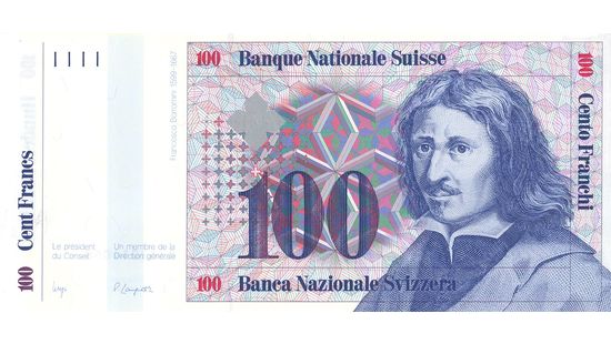 Seventh banknote series, 1984, 100 franc note, front