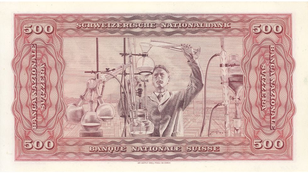 4. Banknotenserie 1938, 500-Franken-Note, Rückseite