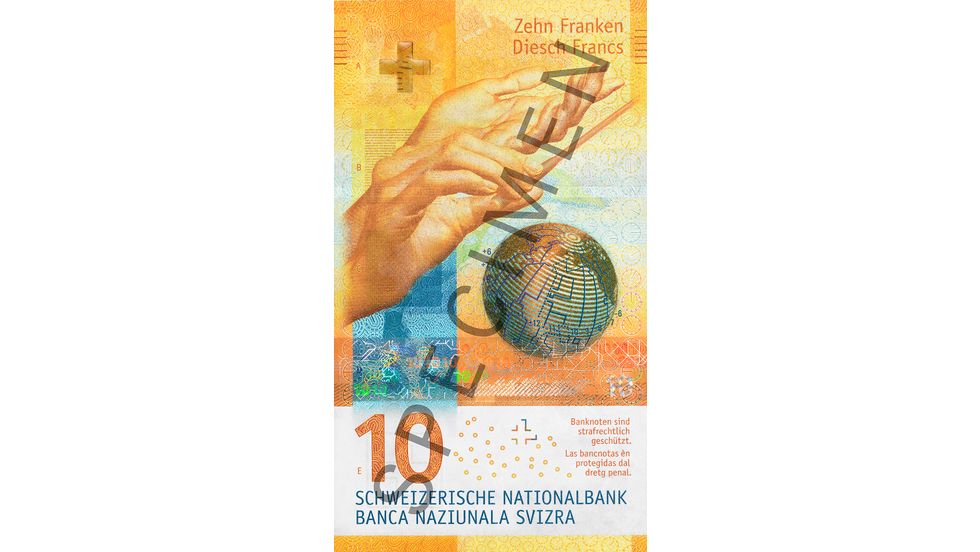 10-franc note Specimen (front view)
