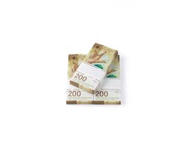 Bundles of 200-franc notes