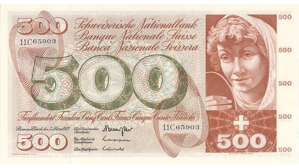 Fifth banknote series, 1956, 500 franc note, front