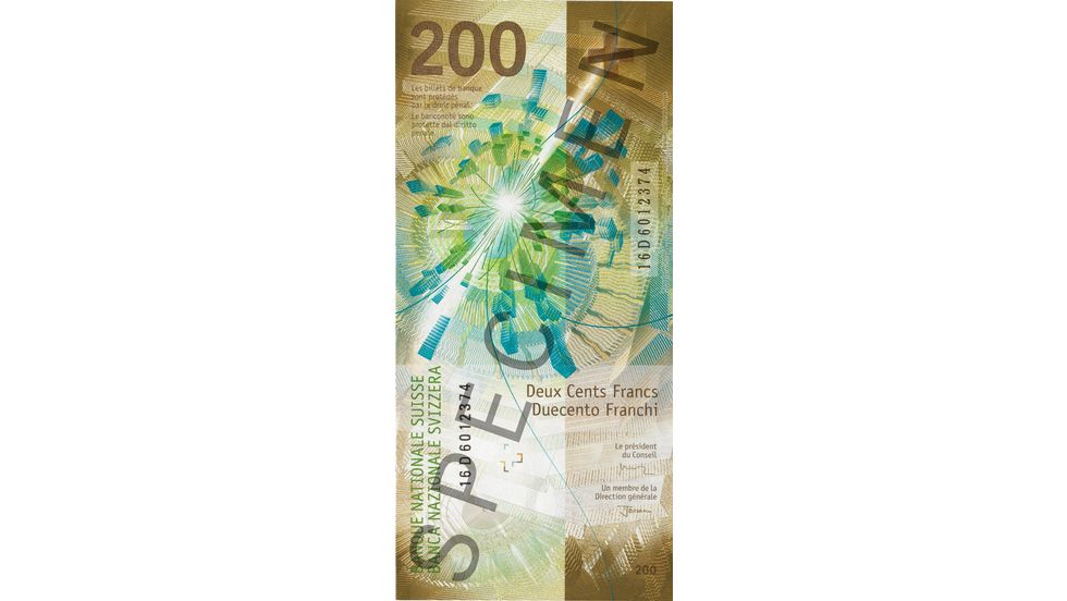 200-franc note Specimen (back view)