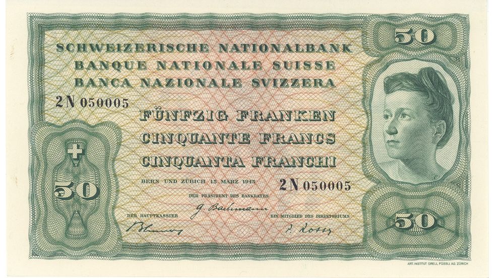 4. Banknotenserie 1938, 50-Franken-Note, Vorderseite