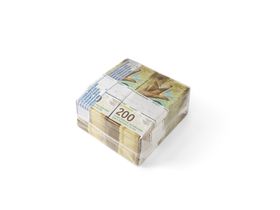 Bundles of vacuum-packed 200-franc notes