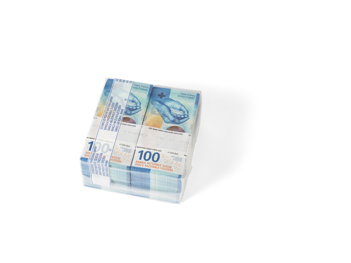 Notenbündel 100-Franken-Note verschweisst