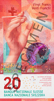 Banconote da 20 franchi Specimen, vista recto