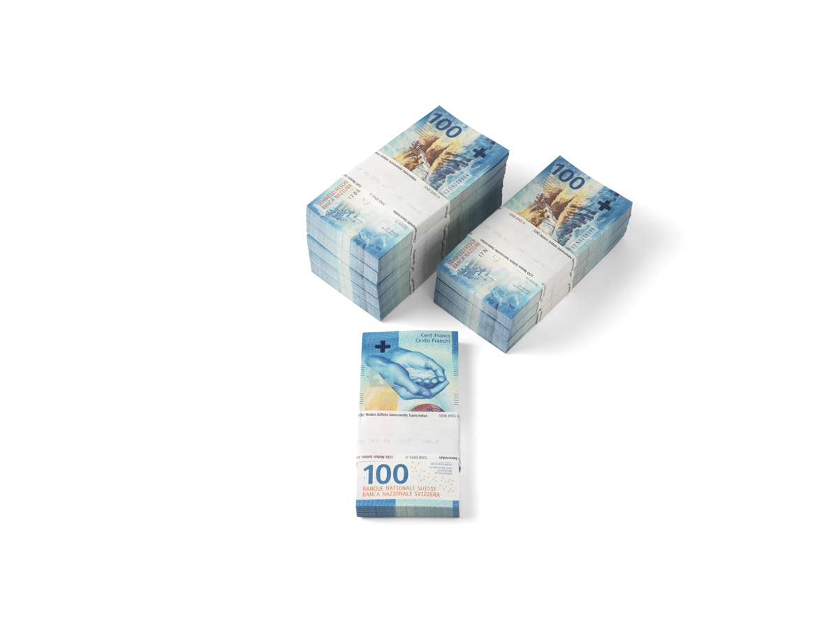 Notenbündel 100-Franken-Note, Rückseite
